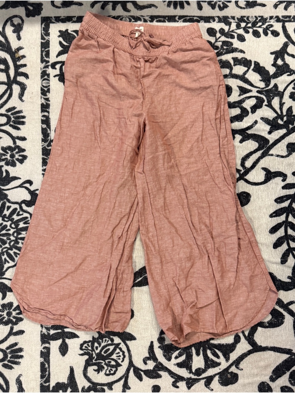 Wide-Leg Drawstring Pants - Dusty Rose